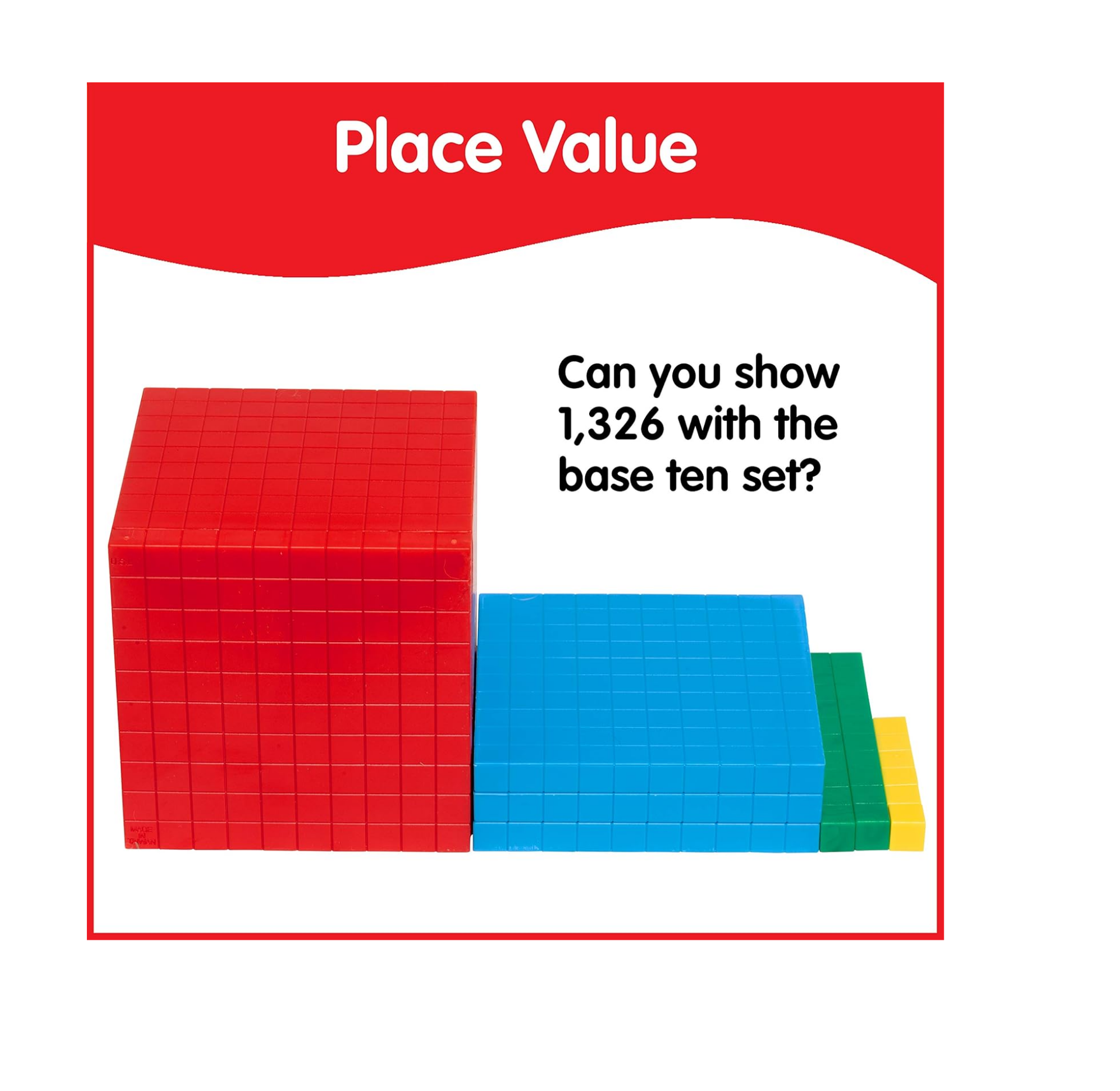 Four Colour Plastic Base Ten Set | 121 Pieces | Hands-on  Maths Manipulative for Kids | Teach Number Concepts, Place Value and Measurement