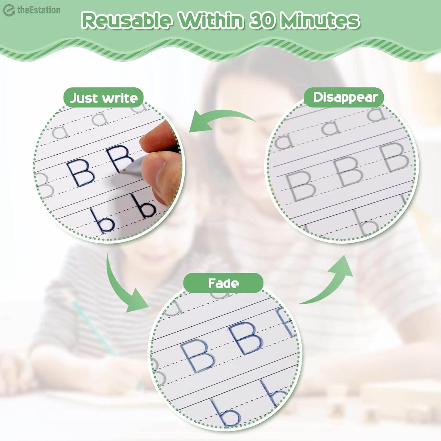 Magical Handwriting Workbooks Handwriting Practice Magic Copybook, Handwriting Aid Magic Pen Reusable Copybook Grooves Template Design for Children(4 Books, 10.2×7.2 in)