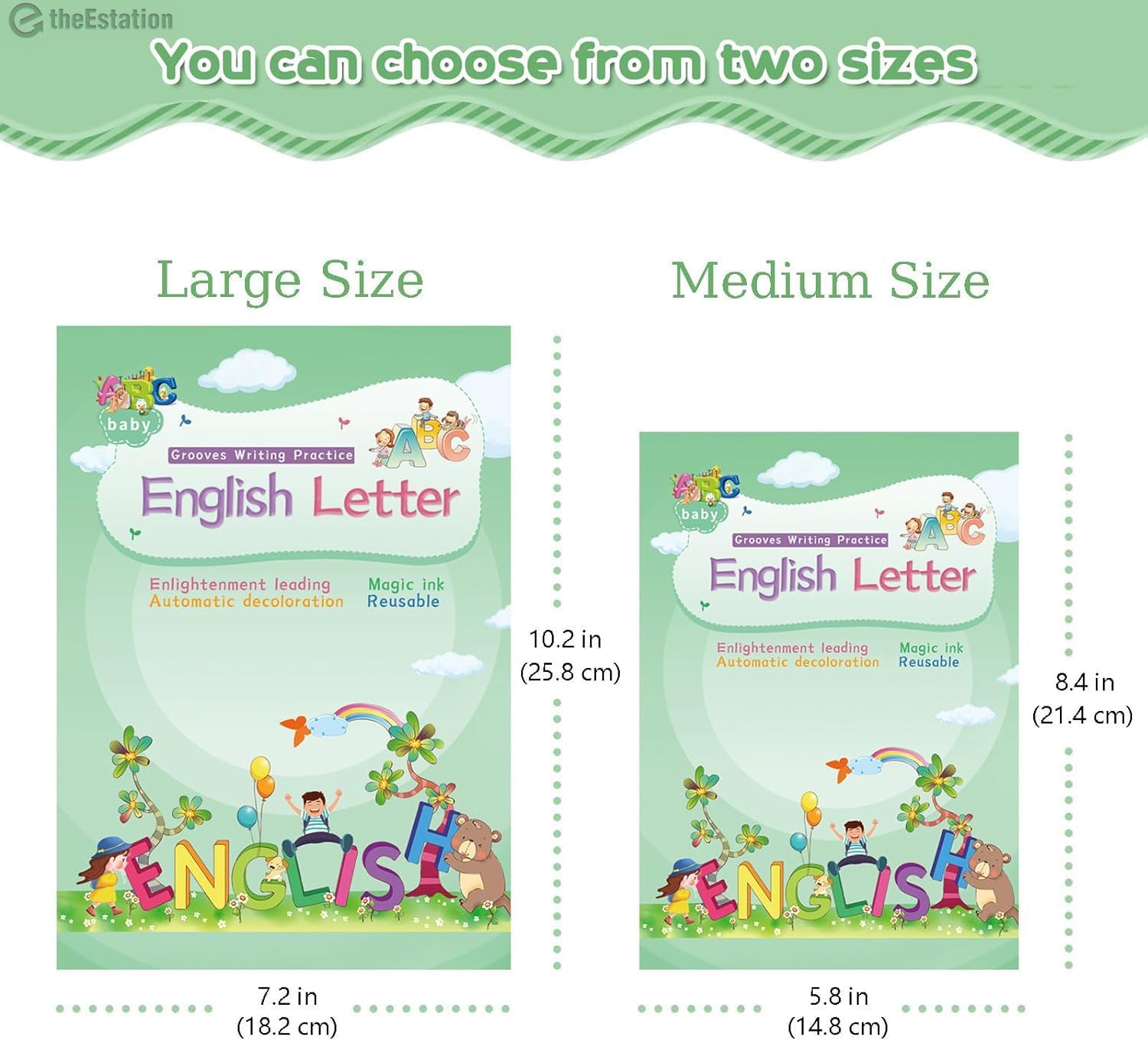 Magical Handwriting Workbooks Handwriting Practice Magic Copybook, Handwriting Aid Magic Pen Reusable Copybook Grooves Template Design for Children(4 Books, 10.2×7.2 in)