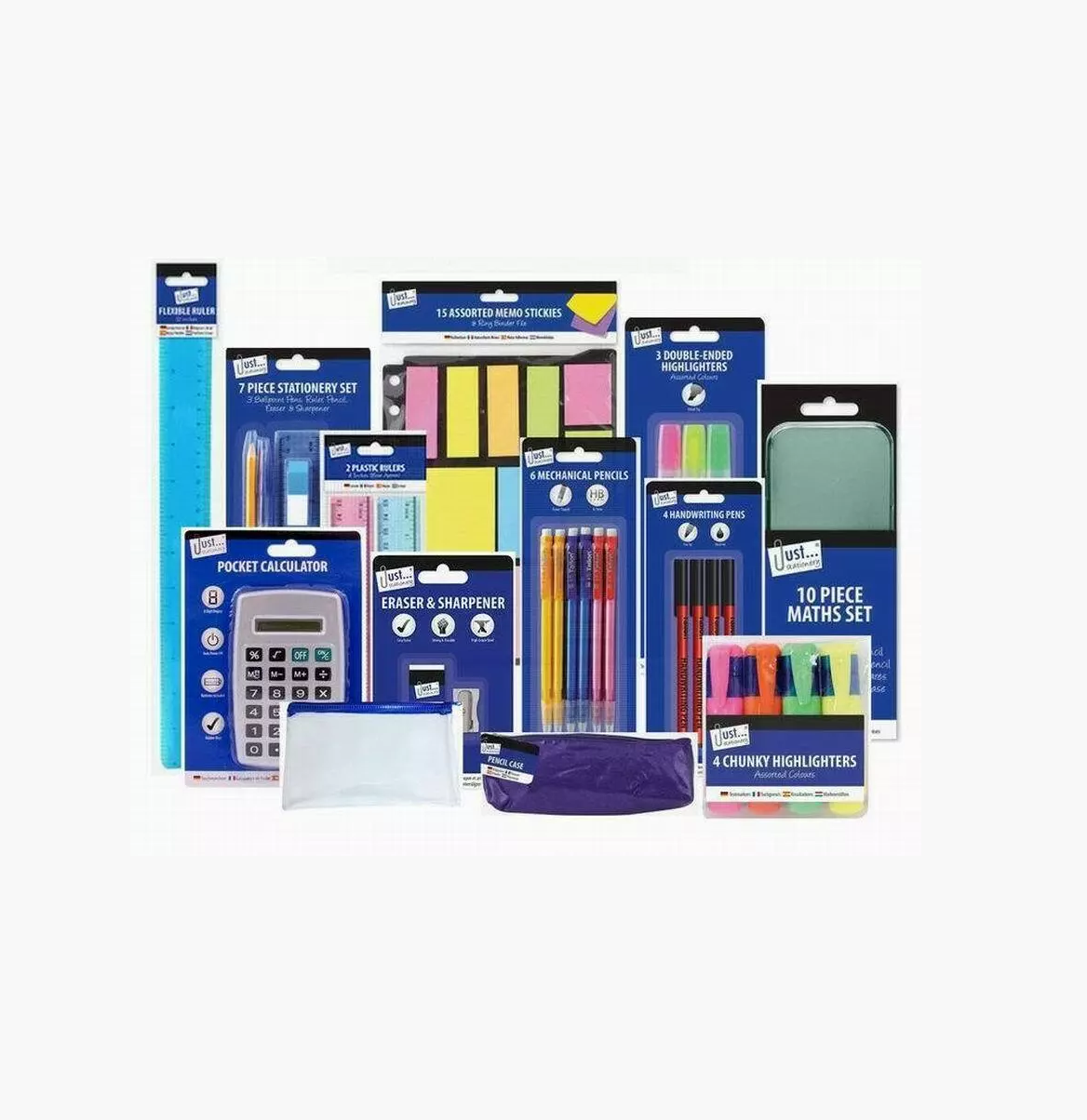56 pc Stationary Set Back to School Highlighter Calculator Ruler Pen Pencil Memo-Study Kit