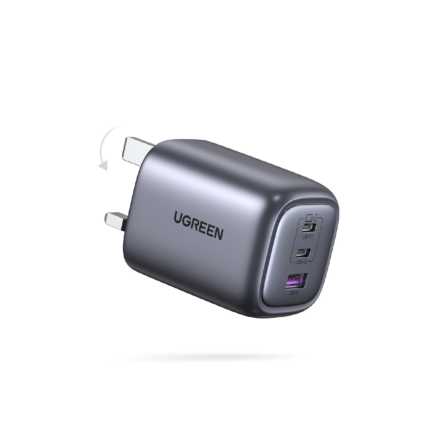 UGREEN 65W USB-C Nexode Foldable GaN Charger – 3-Port Fast Charger with PPS/PD 3.0 for MacBook, iPhone 17/17 Pro/16/15, iPad & Galaxy S25/S24
