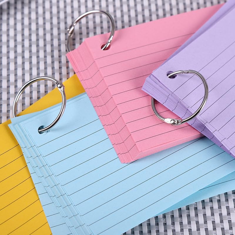 300 PCS Ruled Index Cards with Binder Ring Kraft Paper Notecards Lined Index Cards for Office