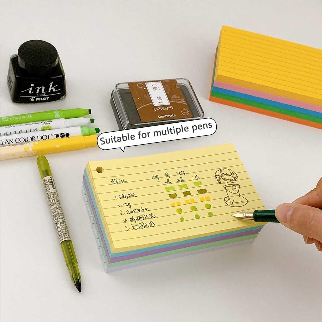 300 PCS Ruled Index Cards with Binder Ring Kraft Paper Notecards Lined Index Cards for Office
