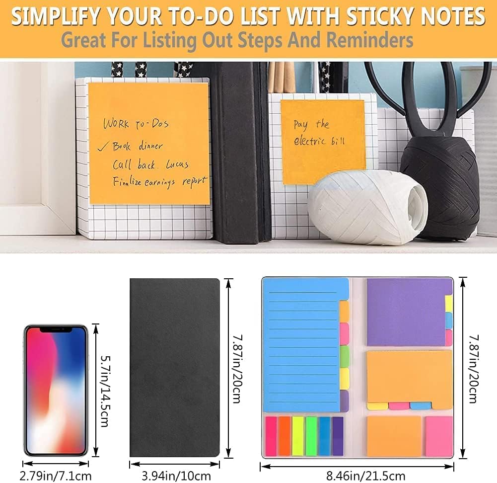 Sticky Note Set, 402 Sheets Self-Stick Divider Memo Notes Pads Bookmark Writing Label Colourful Markers Bookmark with PET Index Lable