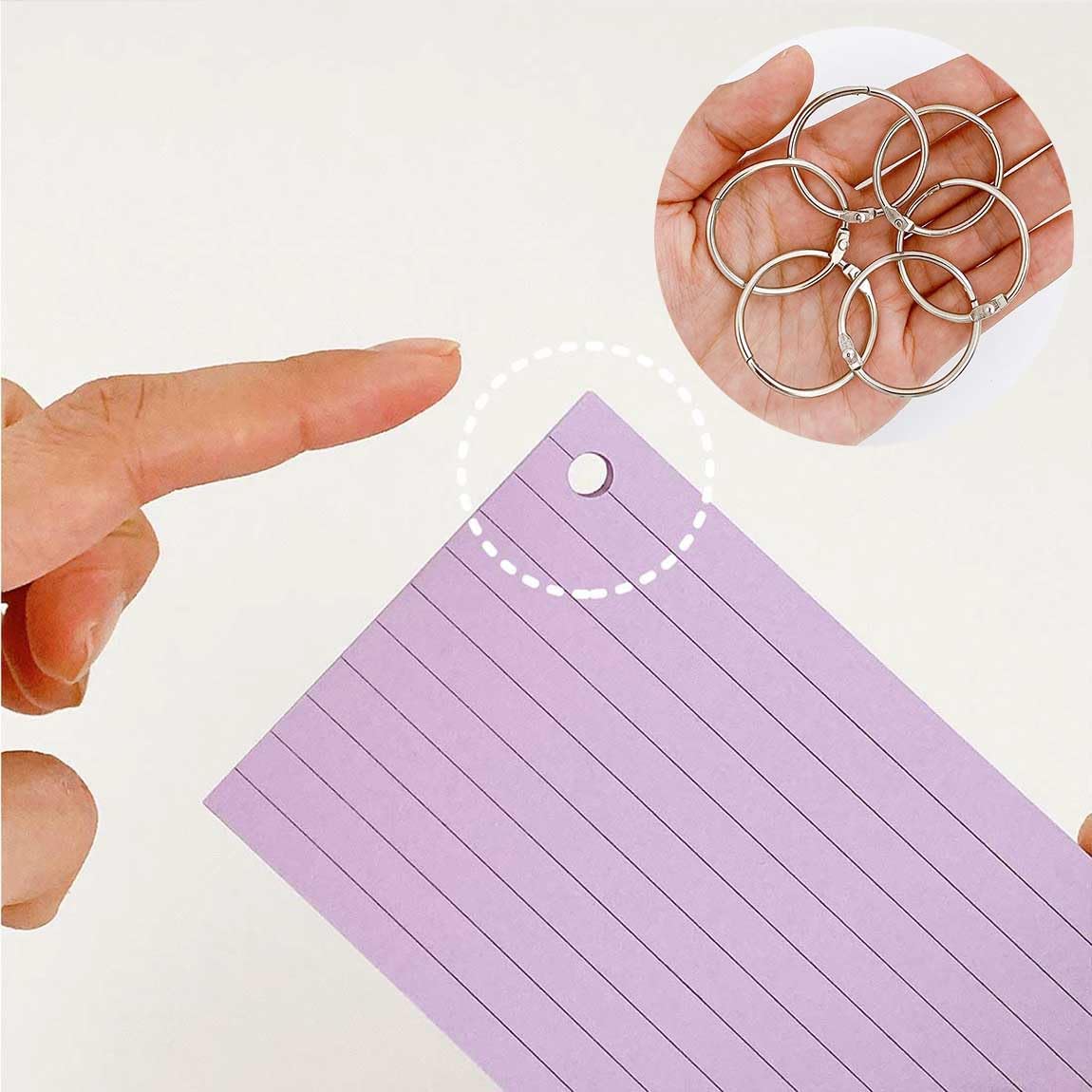 300 PCS Ruled Index Cards with Binder Ring Kraft Paper Notecards Lined Index Cards for Office