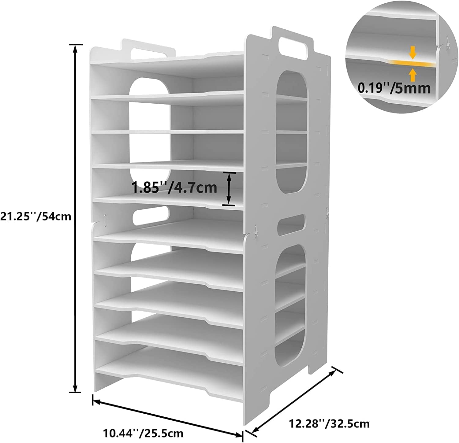 10-Tier Office Paper Organizer for Desk Desktop File Holder Desk Letter Tray A4 Paper Holder Document Storage Rack