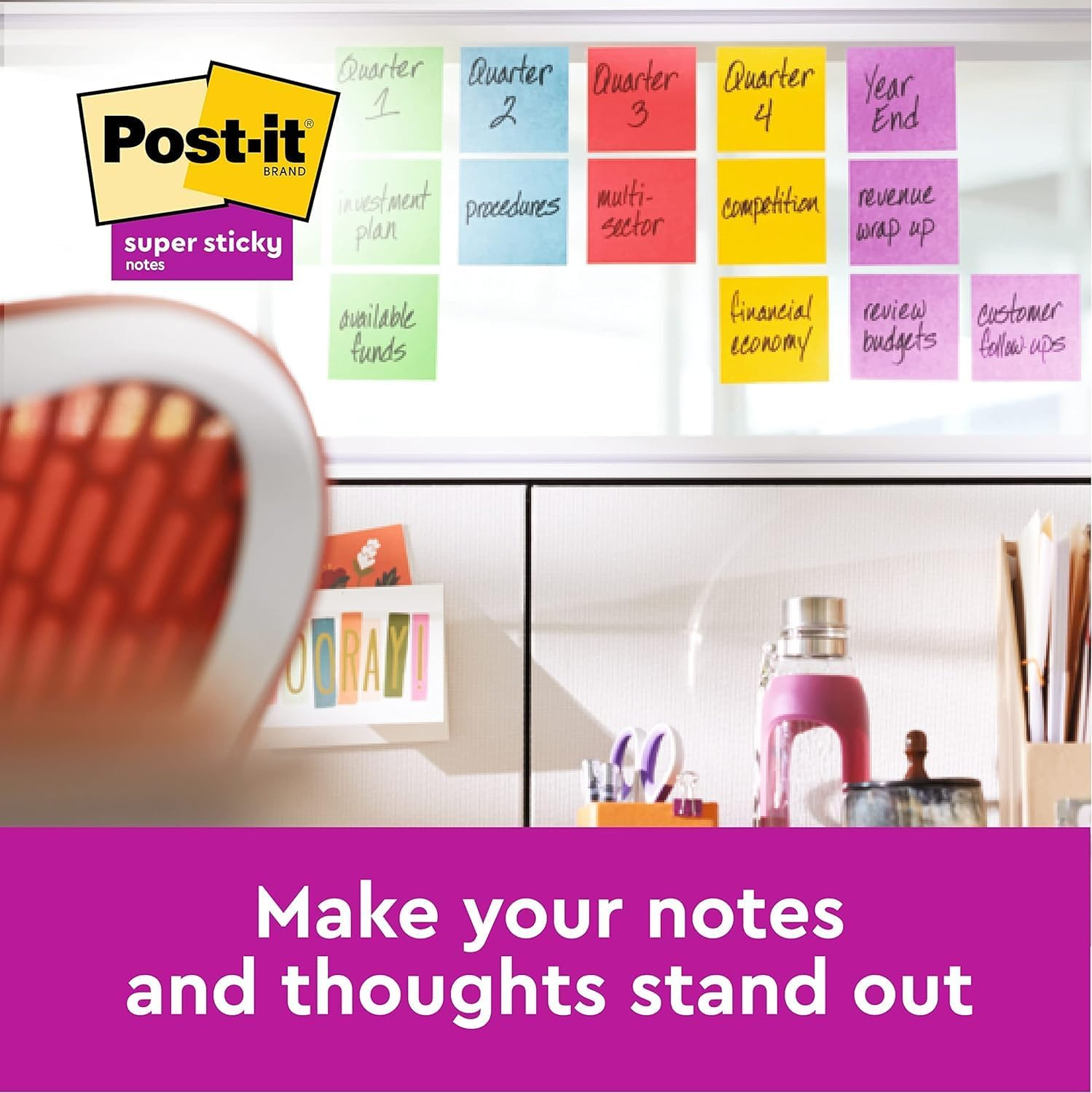 Super Sticky Notes Set – 6 Pads, 540 Sheets, Multi-Coloured, 76x76mm