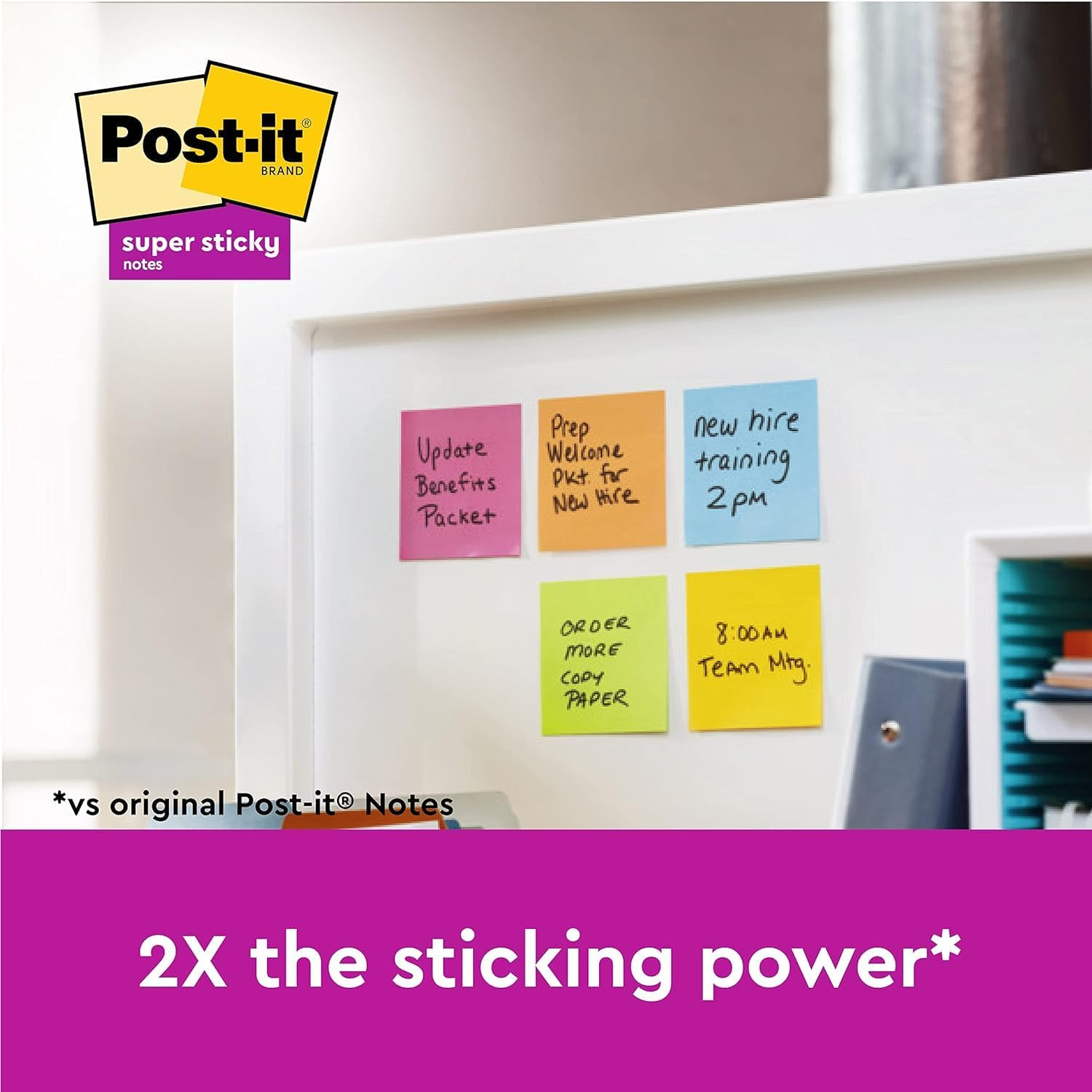Super Sticky Notes Set – 6 Pads, 540 Sheets, Multi-Coloured, 76x76mm