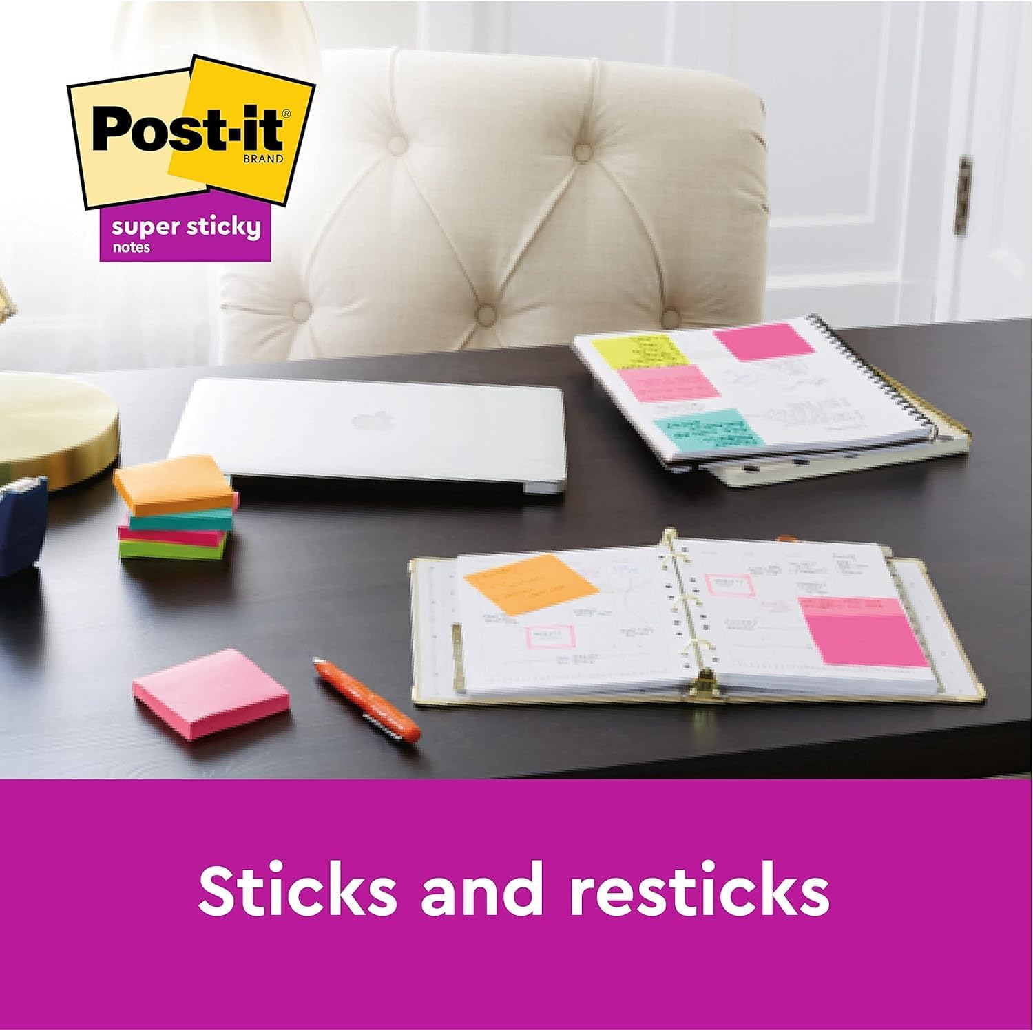Super Sticky Notes Set – 6 Pads, 540 Sheets, Multi-Coloured, 76x76mm