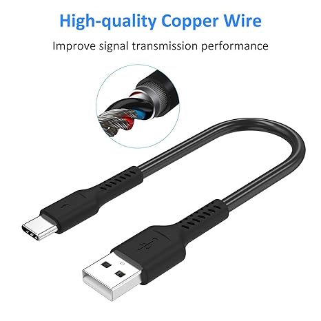 USB C Cable Short [5Pack 20cm], 3A USB Type C Fast Charging Cable 0.2m USB A to USB C Charger Cable