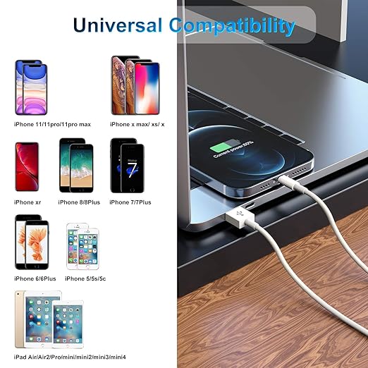 2 Pack Charging Cable 1m, Lightning to USB Cable Cord 1m, 2.4A Fast Charging Apple Phone Short Cables for iPhone13/12/12 mini/ 11/11Pro/Max/X/XS/XR/XS Max/8/7/6/iPad