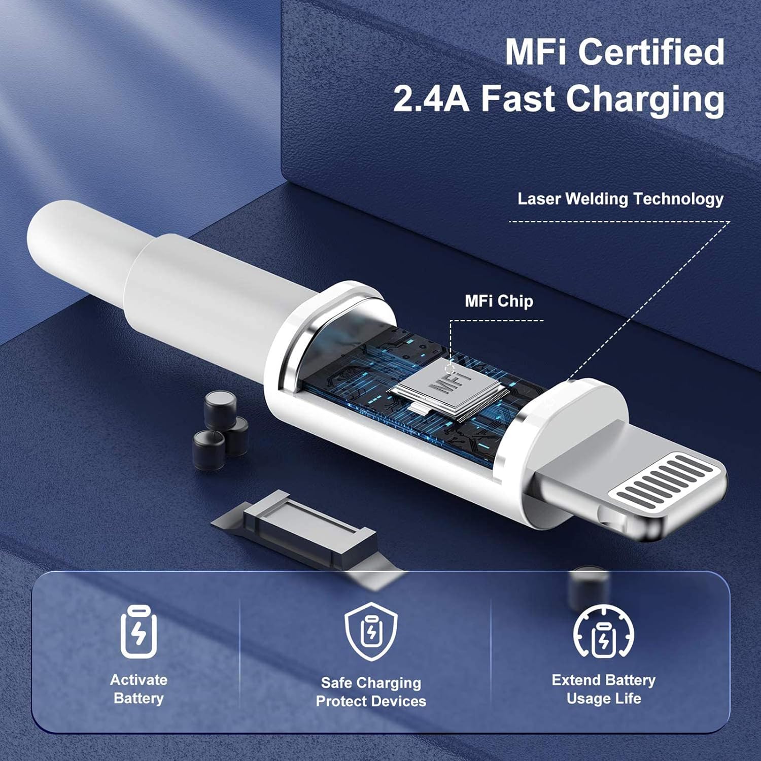 iPhone Charger Plug and Lightning Cable, [Apple MFi Certified] iPhone USB Fast Wall Charging Adapter with 2 Pack Lightning to USB Fast Charging Cord