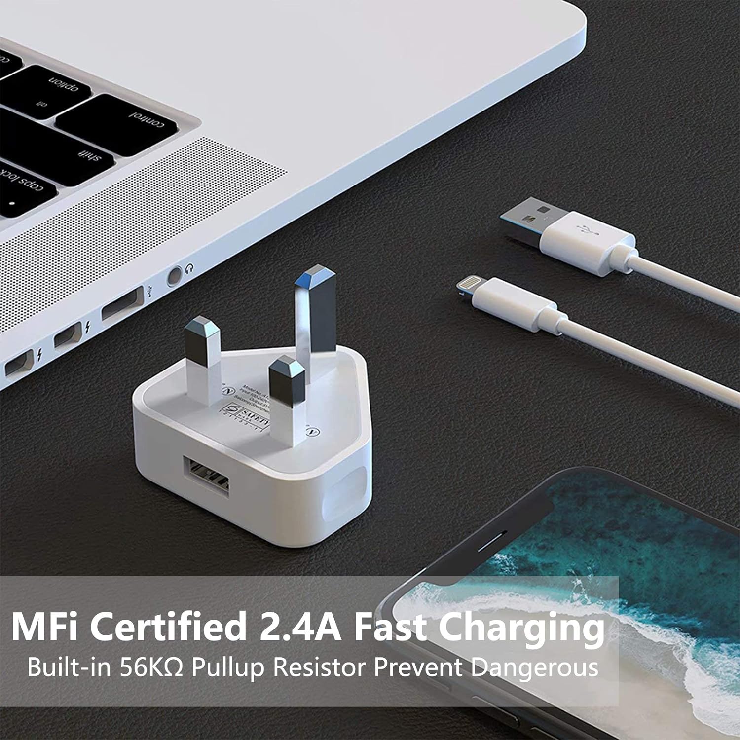 iPhone Charger Plug and Lightning Cable, [Apple MFi Certified] iPhone USB Fast Wall Charging Adapter with 2 Pack Lightning to USB Fast Charging Cord