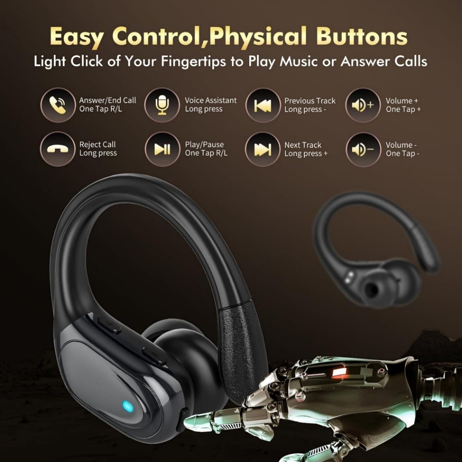 Wireless Sports Bluetooth Earbuds – 80H Playtime, LED Power Display, Noise-Canceling, IPX7 Waterproof Earphones for Workout & Running