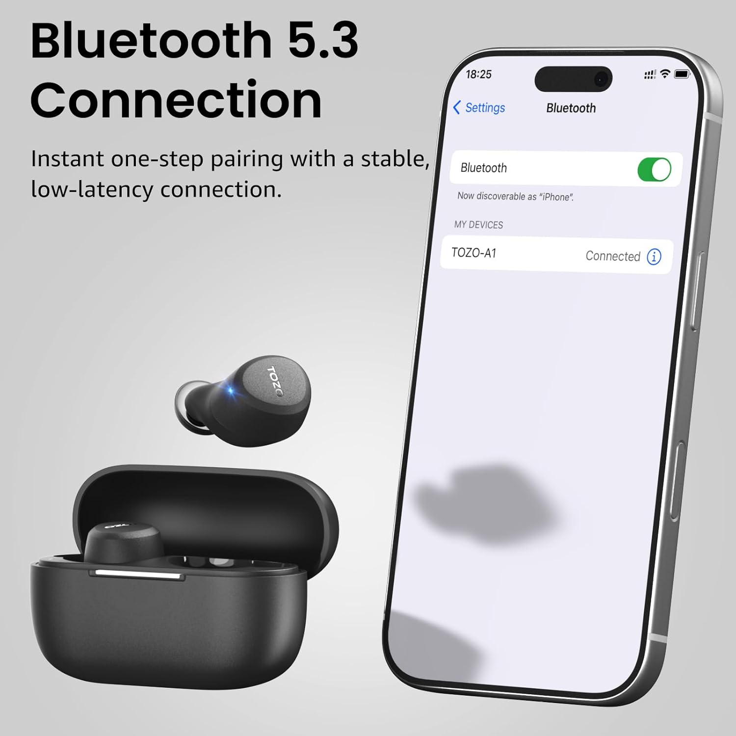 TOZO A1 Wireless Earbuds – Bluetooth 5.3, HiFi Stereo, 32H Playtime, App EQ, Lightweight, IPX5 Waterproof