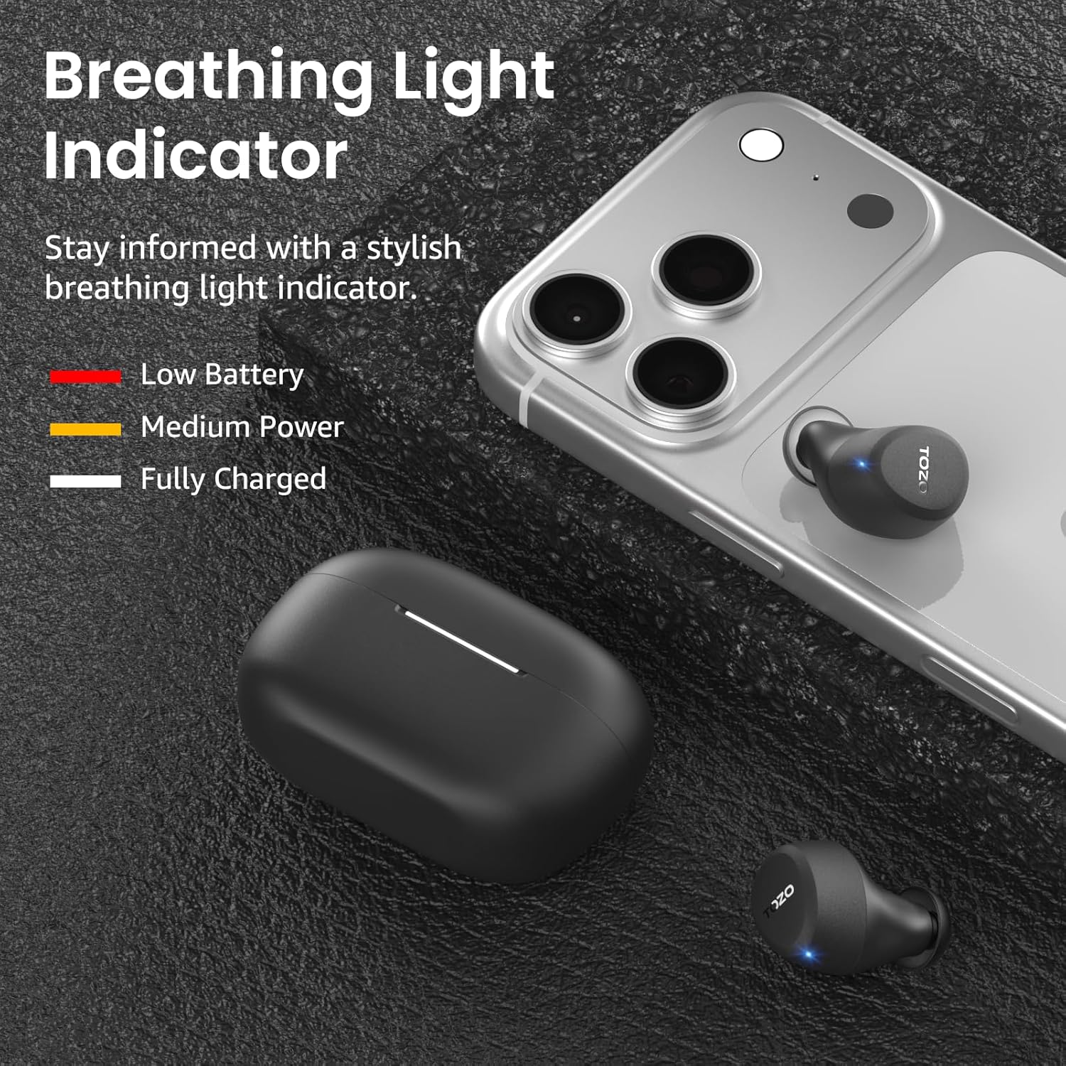 TOZO A1 Wireless Earbuds – Bluetooth 5.3, HiFi Stereo, 32H Playtime, App EQ, Lightweight, IPX5 Waterproof