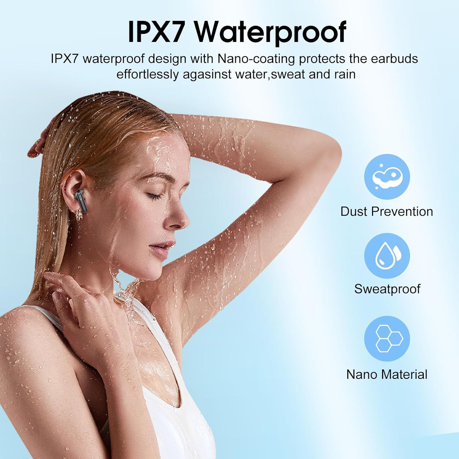 Wireless Bluetooth 5.4 Earbuds – 3D Stereo, 4 ENC Mics, 40H Playtime, Deep Bass, IPX7, USB-C
