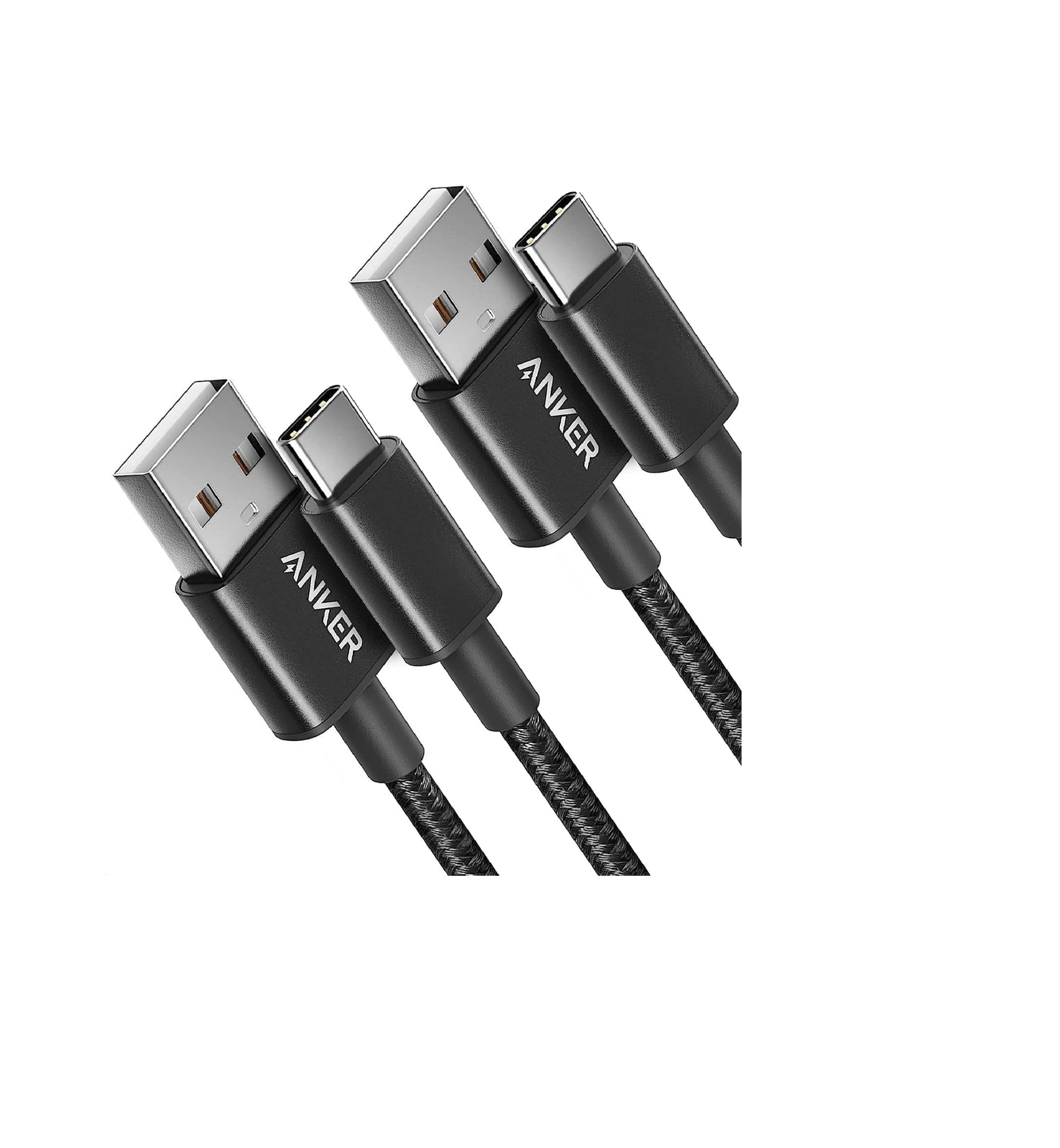 Anker 2-Pack 3ft (0.9m) USB-A to USB-C Braided Charger Cable – Compatible with iPhone 15/16/17, iPad Pro, Samsung Galaxy, MacBook