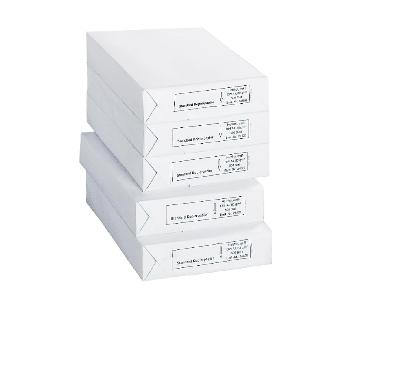 Copy Paper A4, 80 g/m² Paper, Printer Paper, Laser Paper, Inkjet Paper, Fax Paper, 2500 Sheets, 5 Packs of 500 Sheets, White