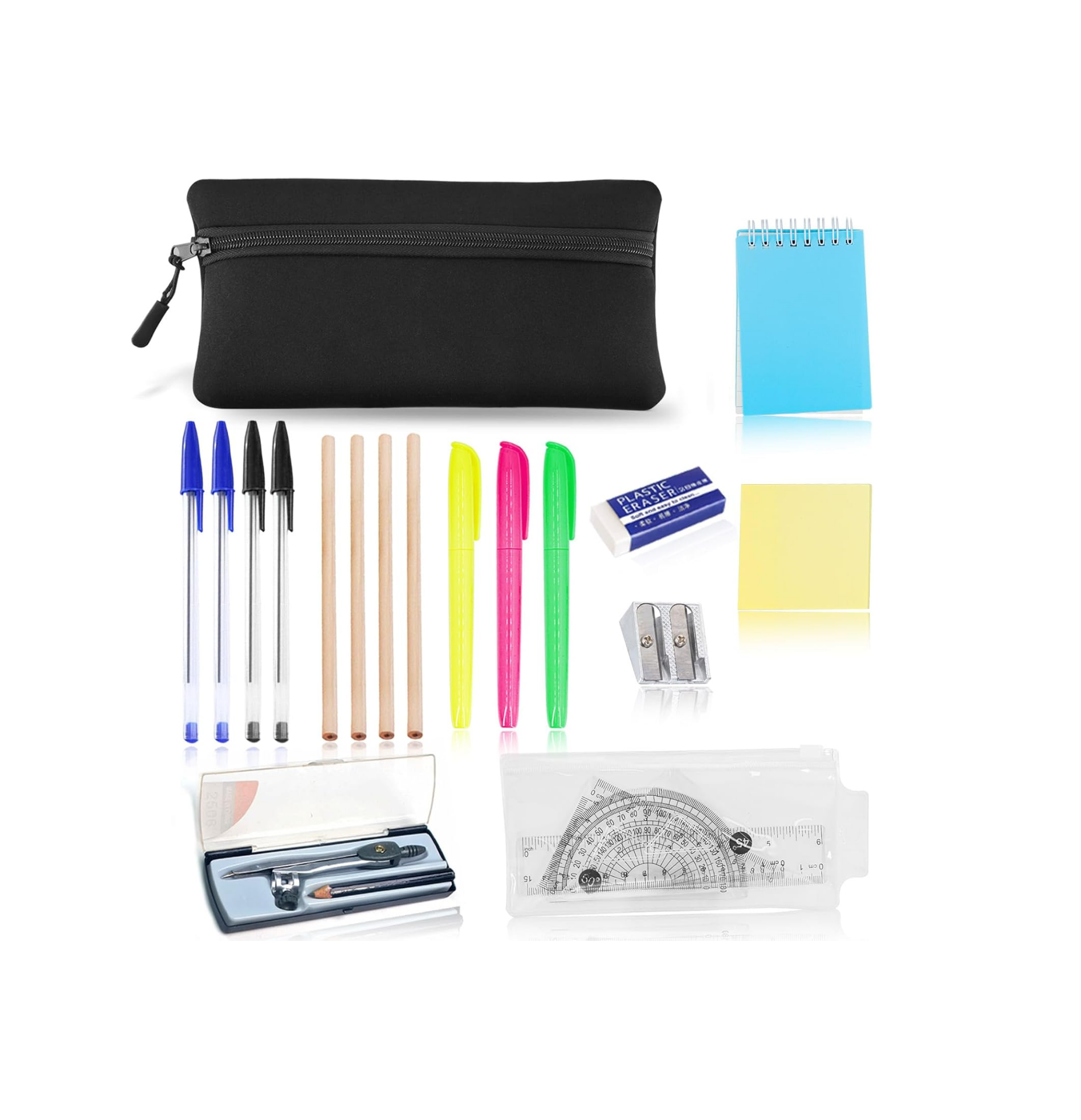 17 Pcs Stationary Sets, Maths Sets For Secondary School, Secondary School Stationery Set, Back To School Stationery Ruler Set