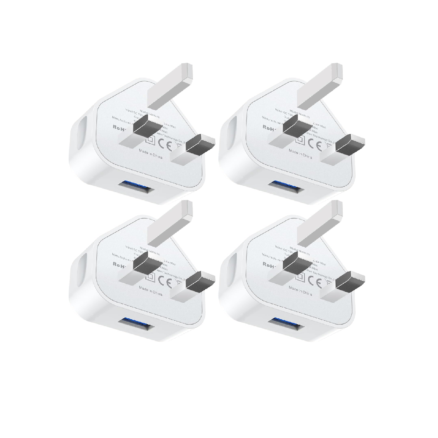 USB Adapter Plug UK 4-Pack – 5V 1A 3-Pin USB Wall Charger Compatible with iPhone 14/14 Pro/14 Plus/14 Pro Max, 13, 12, 11, XR, XS Max, SE, 8, 7, 6, 5