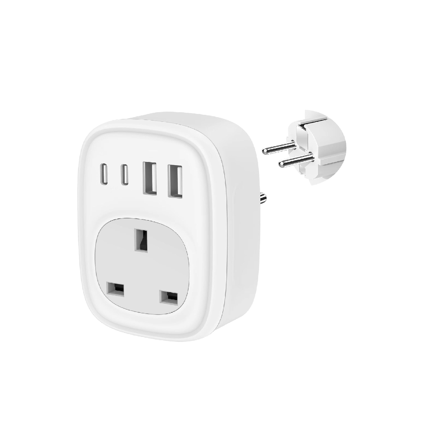 UK to EU Plug Adapter – 40W USB-C Fast Travel Charger, Type E/F, Europe Compatible