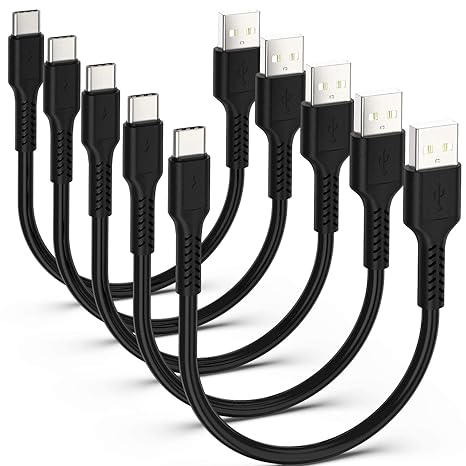 USB C Cable Short [5Pack 20cm], 3A USB Type C Fast Charging Cable 0.2m USB A to USB C Charger Cable
