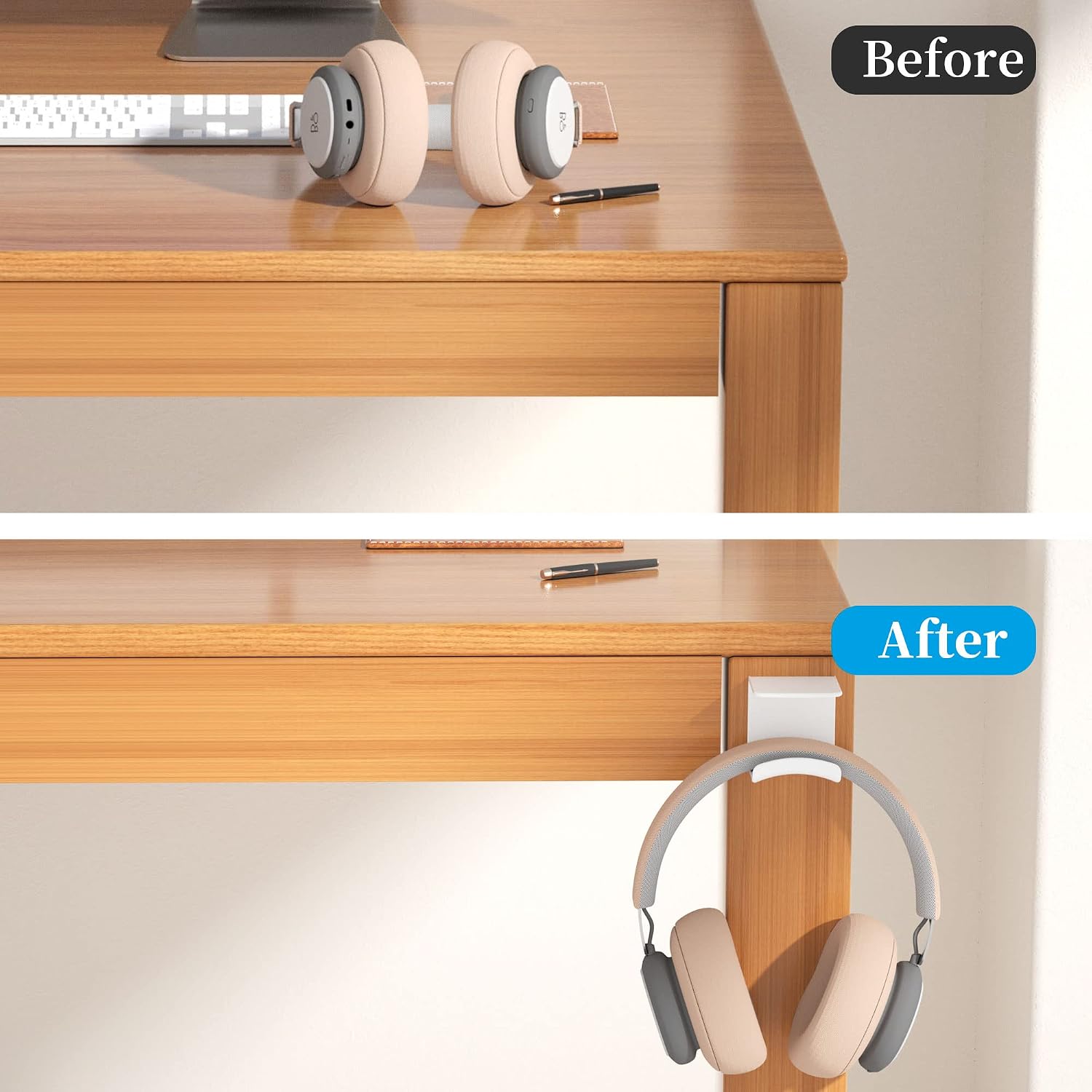 Cozycase Headphone Holder Hanger Hook for Wall or Under Desk, White