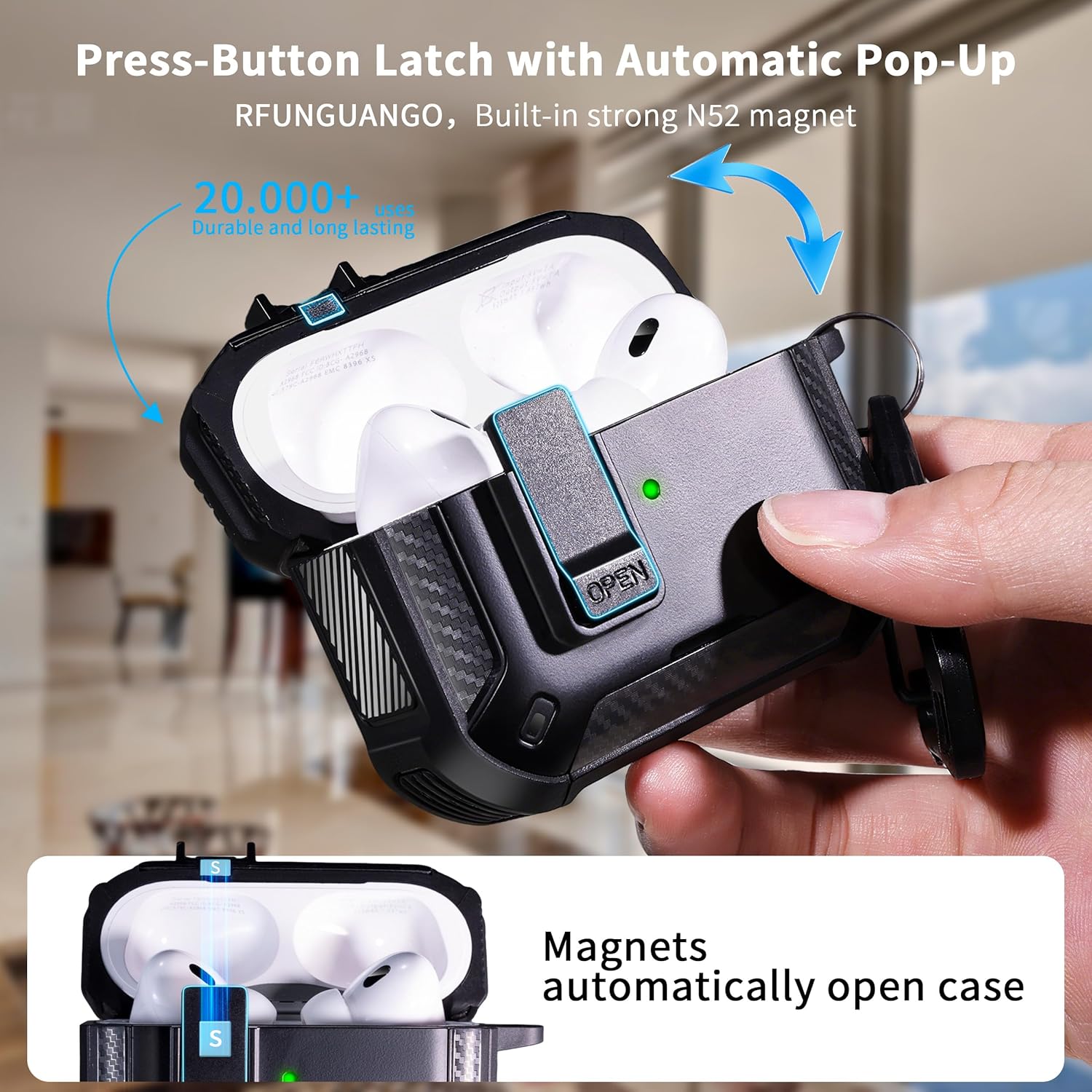 AirPods Pro 2/1 Case with Phone Holder Magnetic Suction Cover Black