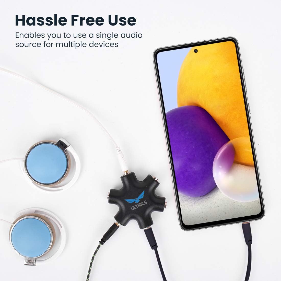 ULTRICS 5-Way Headphone Splitter, 3.5mm Audio Sharing Adapter