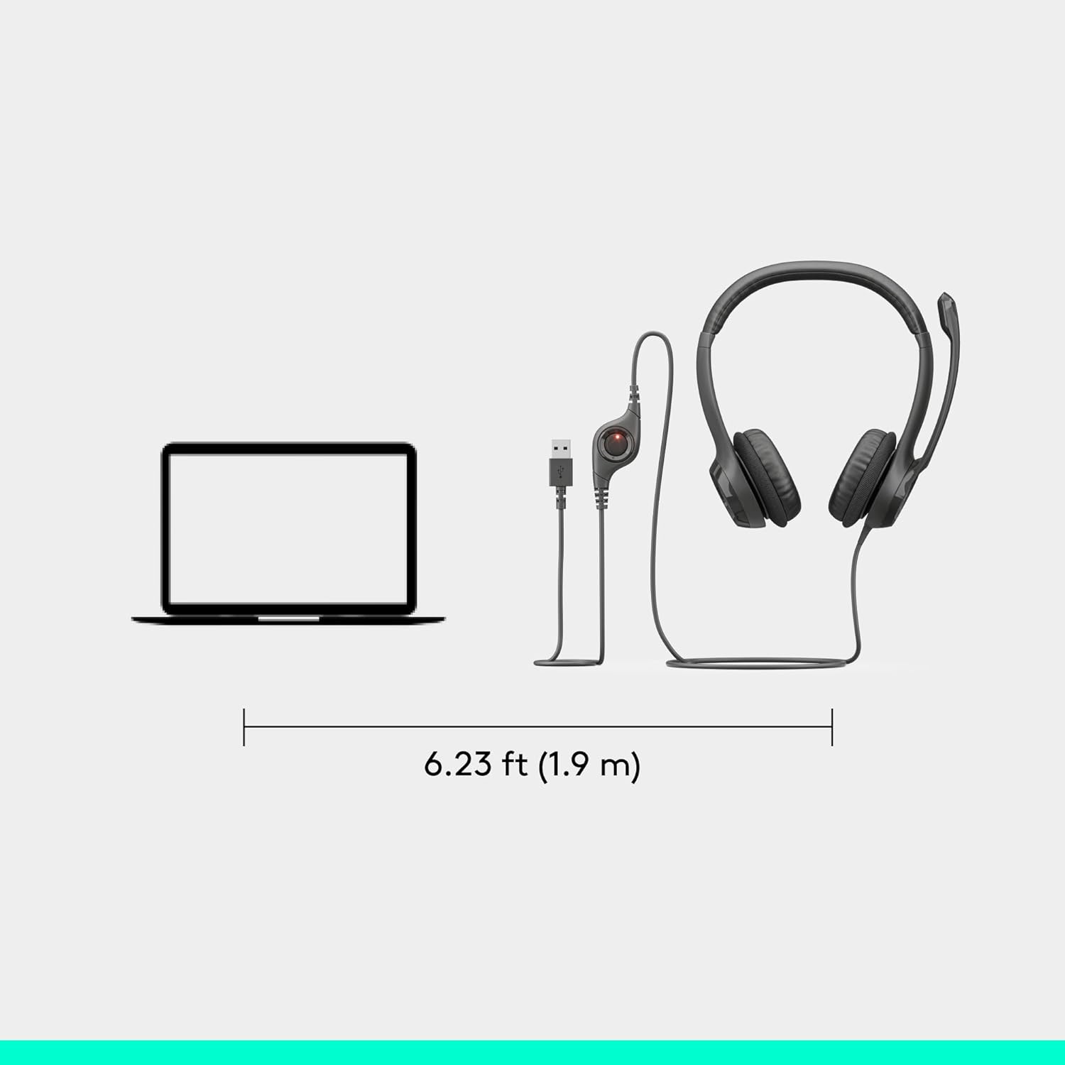 Logitech H390 USB Headset, Stereo Sound, Noise Cancelling