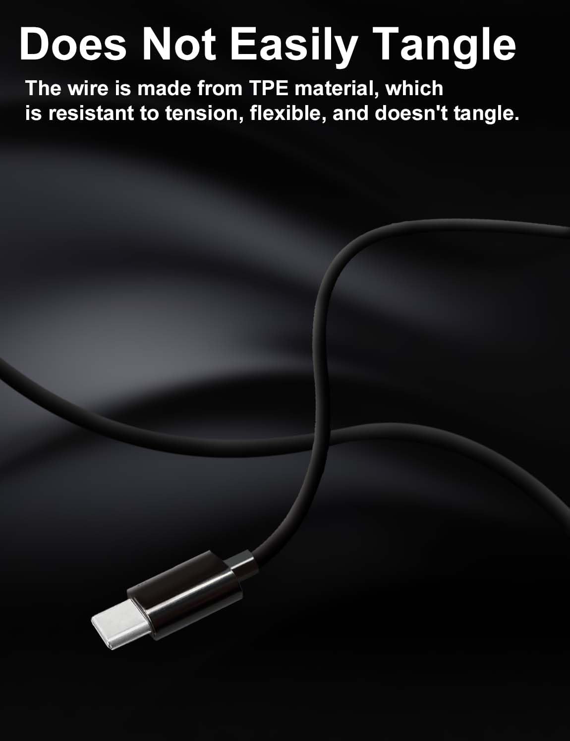 USB-C Wired Earbuds for iPhone 17/16/15 Pro Max, Type-C Headphones