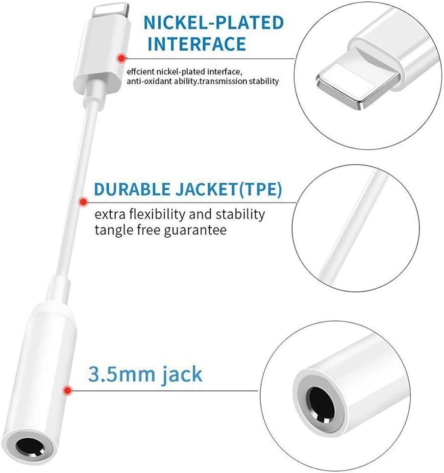 Lightning to 3.5mm Headphone Jack Adapter 2 Pack