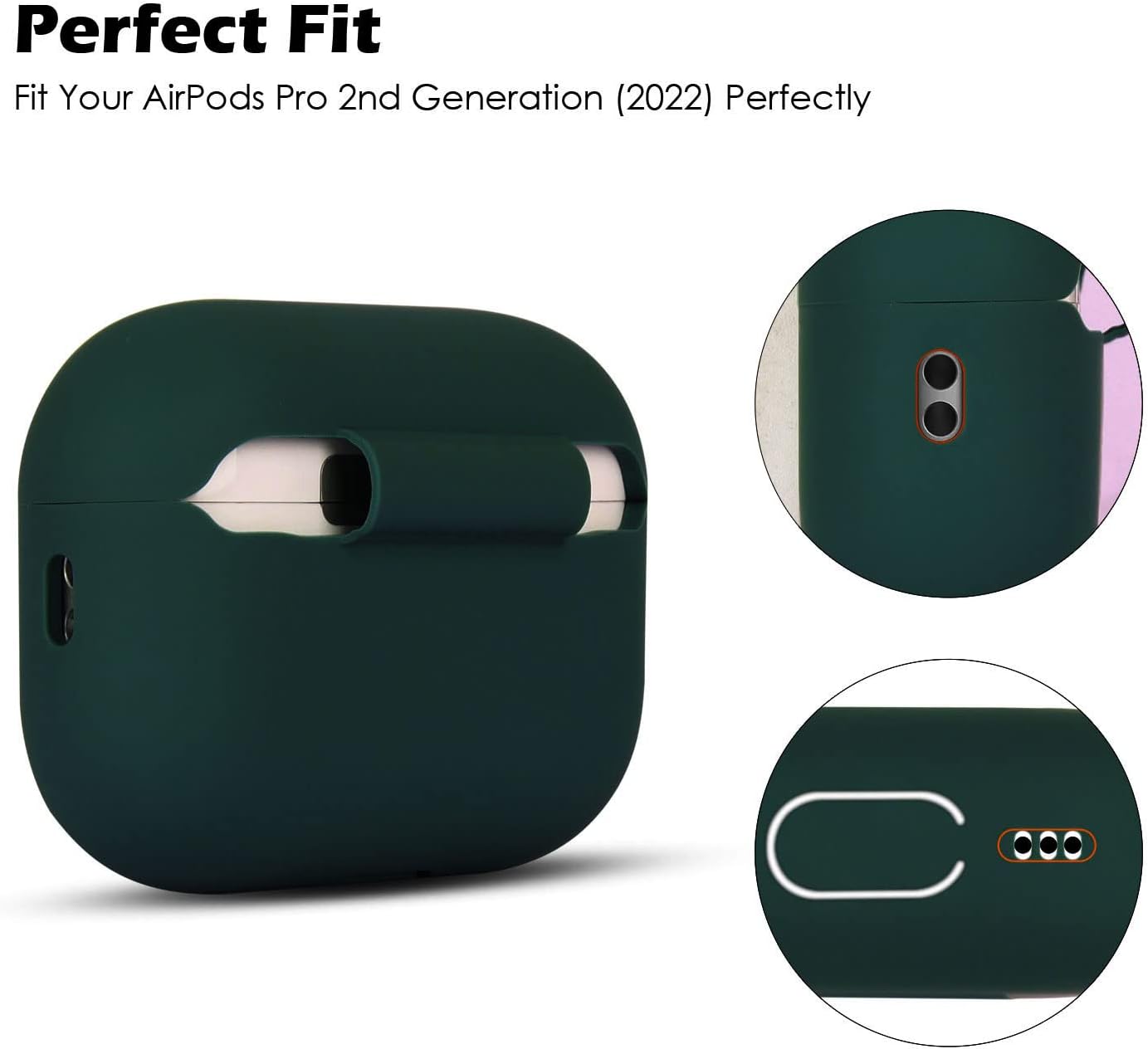 Silicone Case for AirPods Pro 2 Shockproof Cover with Lanyard Green