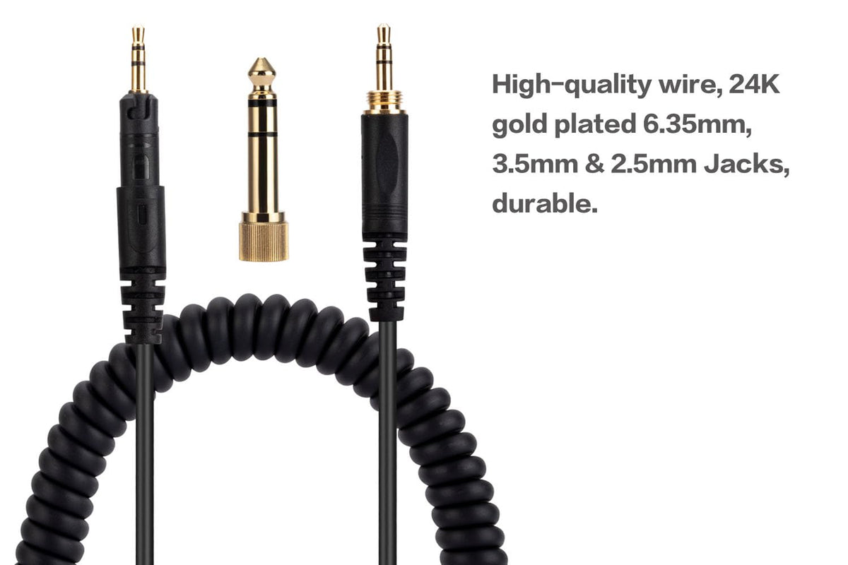 ATH-M40X M50X M70X Replacement Cable 3.5mm to 2.5mm Coiled 1.4m