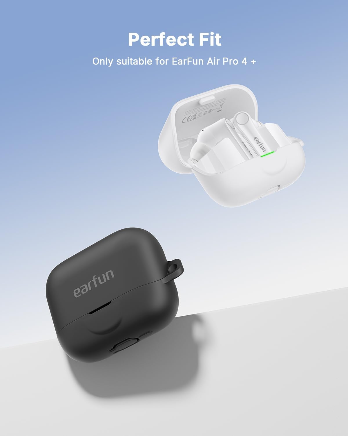 EarFun Pro 4+ Silicone Case with Carabiner & USB-C Dust Plug Black