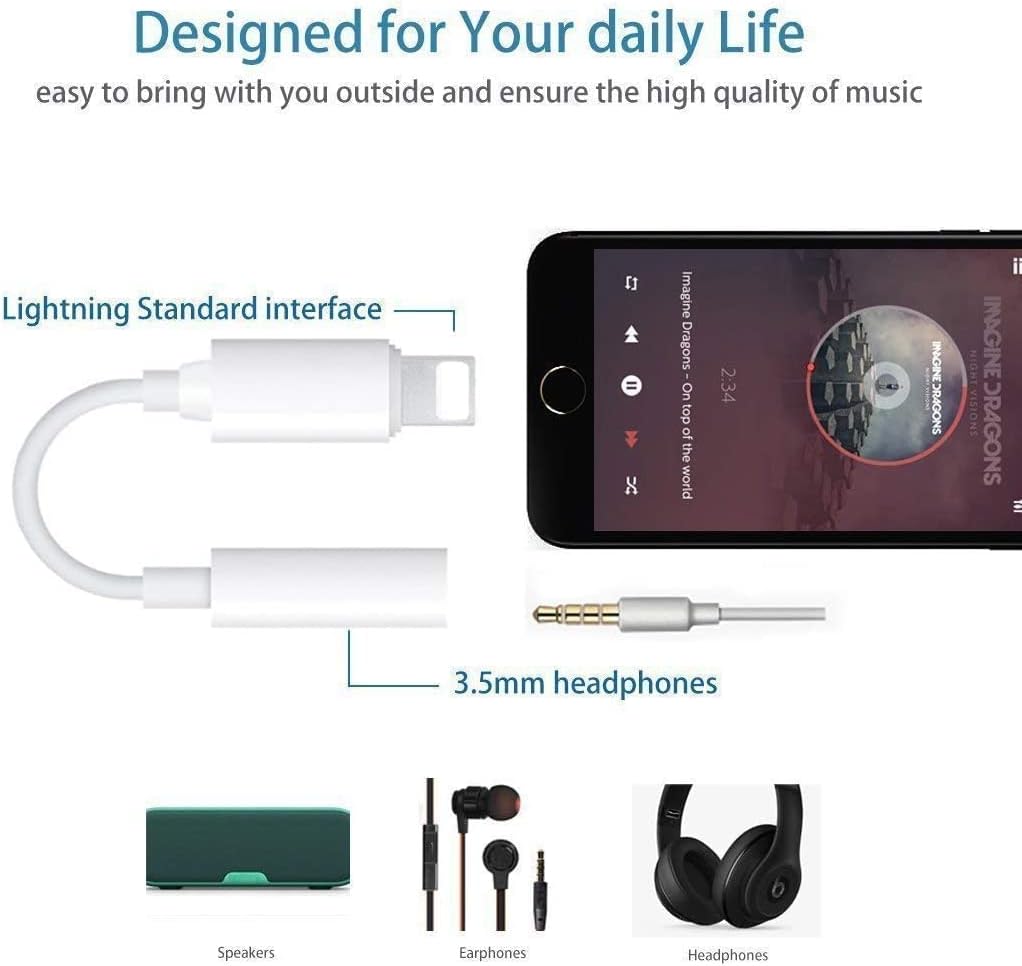 Apple MFi Lightning to 3.5mm Headphone Adapter, iPhone AUX Dongle