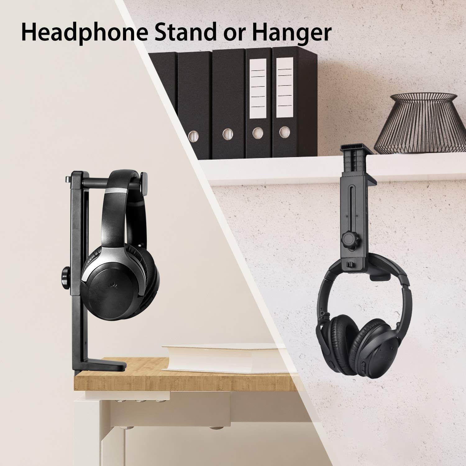 NEETTO HS906 2-in-1 Headphone Stand & Hanger for Above or Under Desk