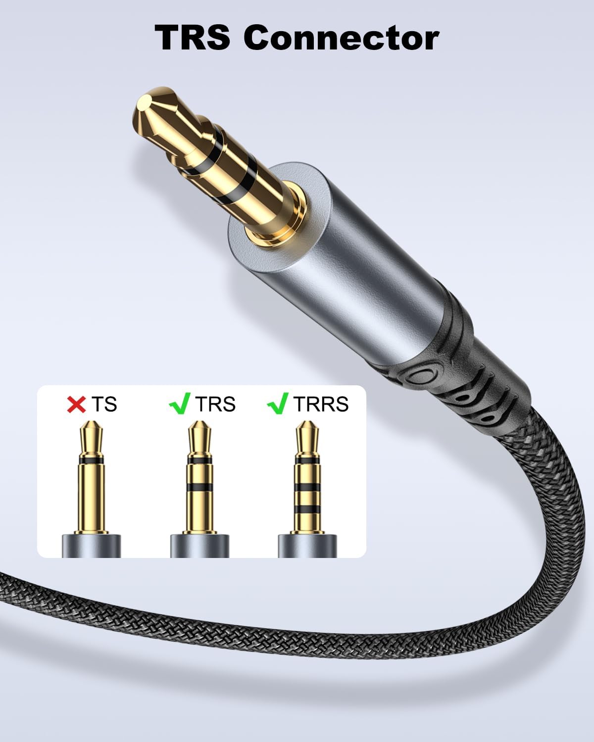 USB C to AUX Cable 1M, Nylon Type-C to 3.5mm Audio Cable for Car