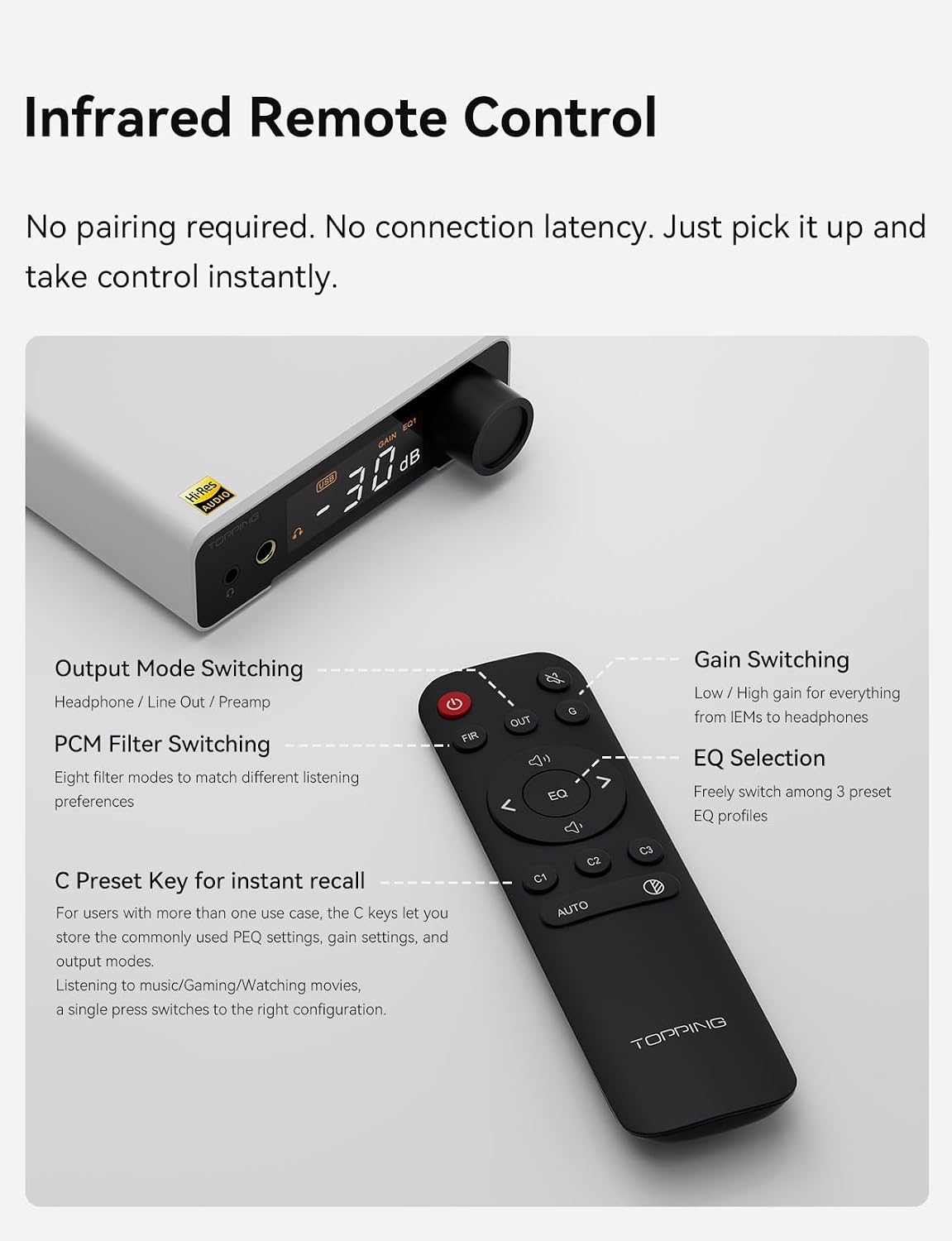 TOPPING DX1 II Gaming DAC Headphone Amp 4.4mm Balanced USB-C