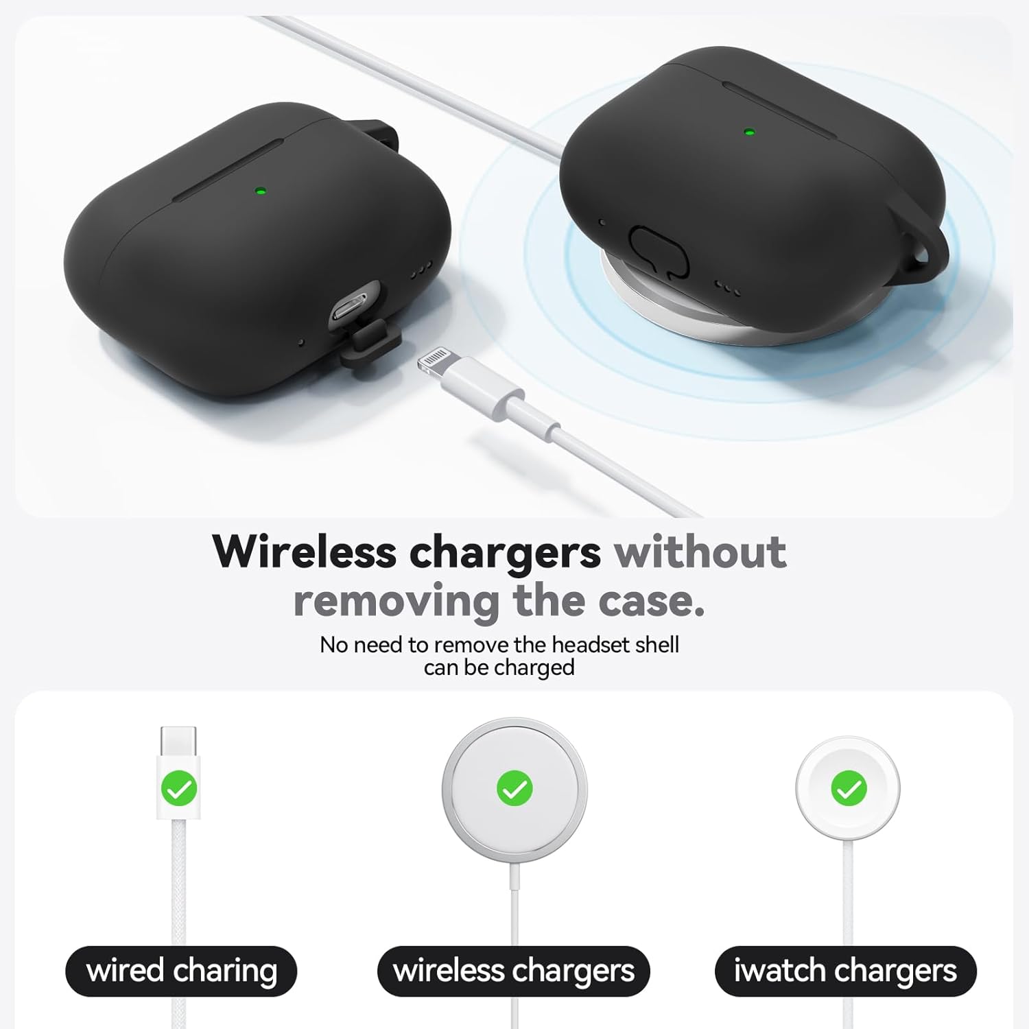 Inesore AirPods Pro 3 Case Cover with Cleaning Kit, Silicone Black