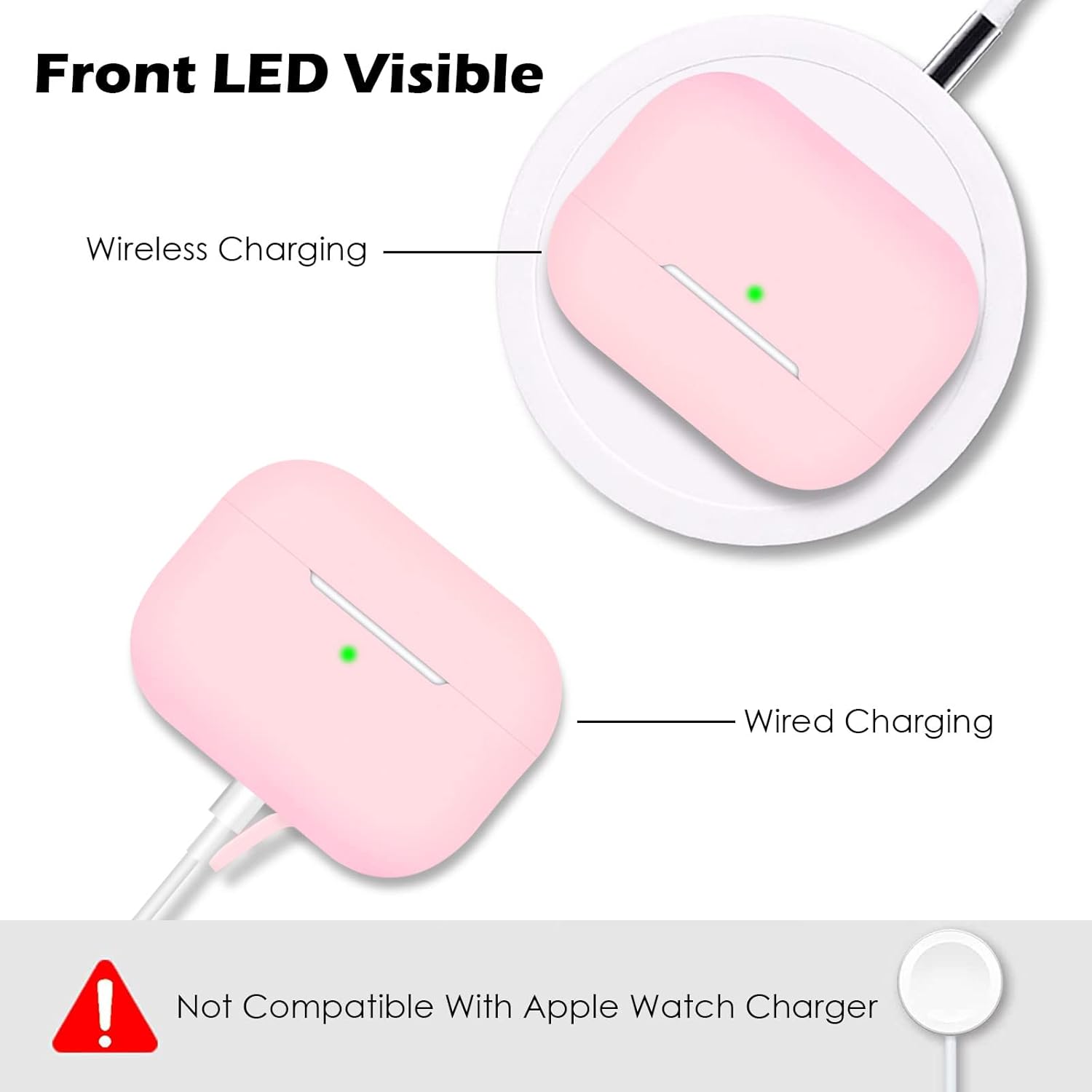 AirPods Pro 2 Case Cover, Shockproof Silicone Case with Lanyard Pink