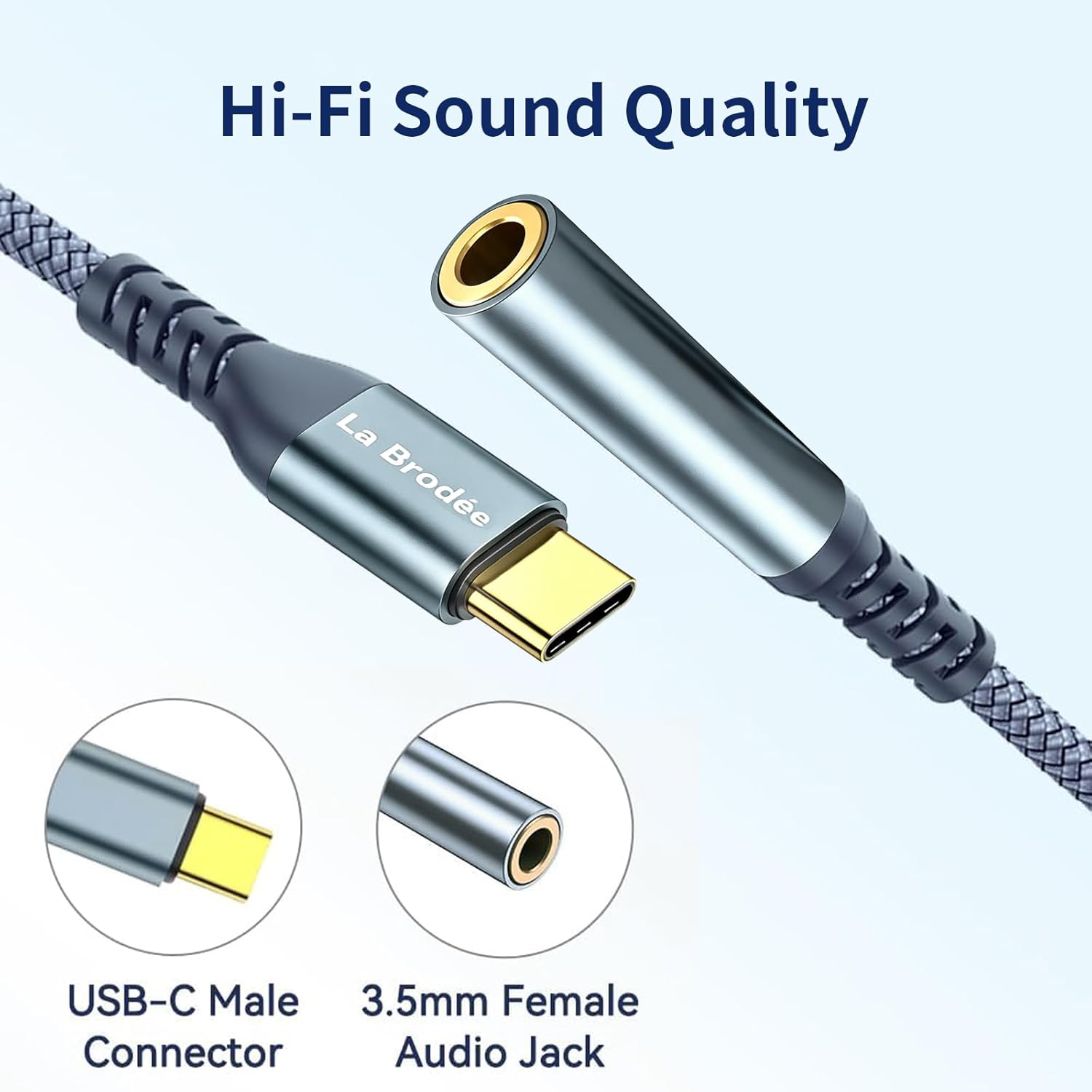 USB-C to 3.5mm Aux Adapter, Type C to Jack Audio Converter Cable