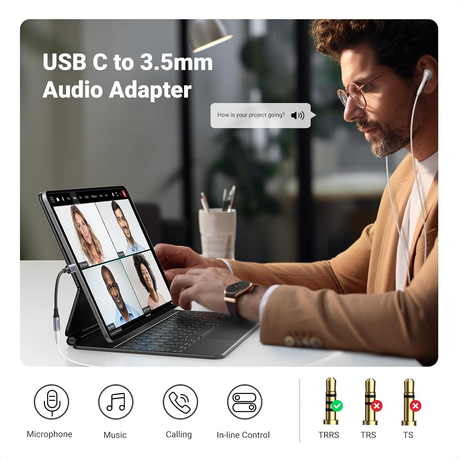 USB-C to 3.5mm DAC Hi-Fi Stereo Audio Adapter Type-C Aux Headphone Jack Compatible with iPhone 17 16 15 Galaxy S25 S24 S23 iPad Pixel
