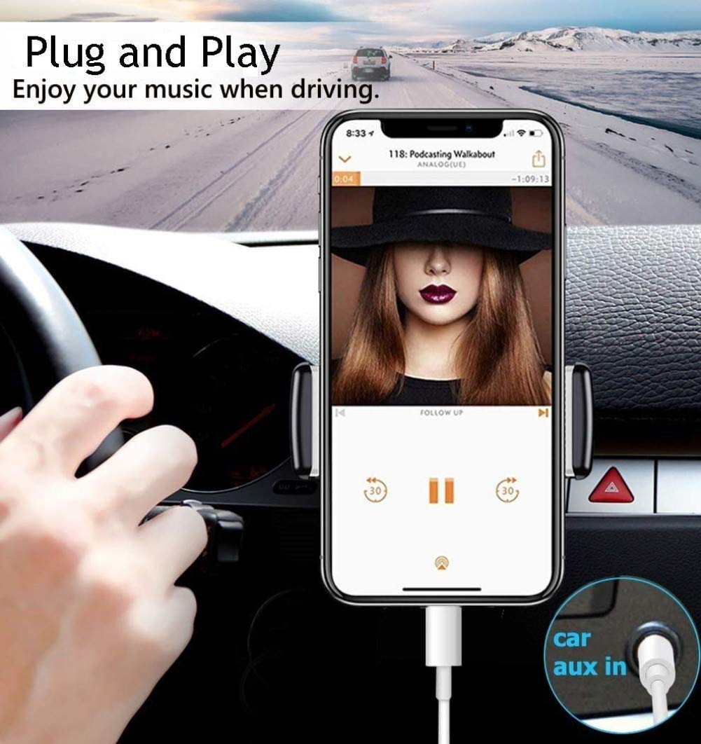 1.2M Lightning to 3.5mm AUX Cable for iPhone Car Stereo Audio