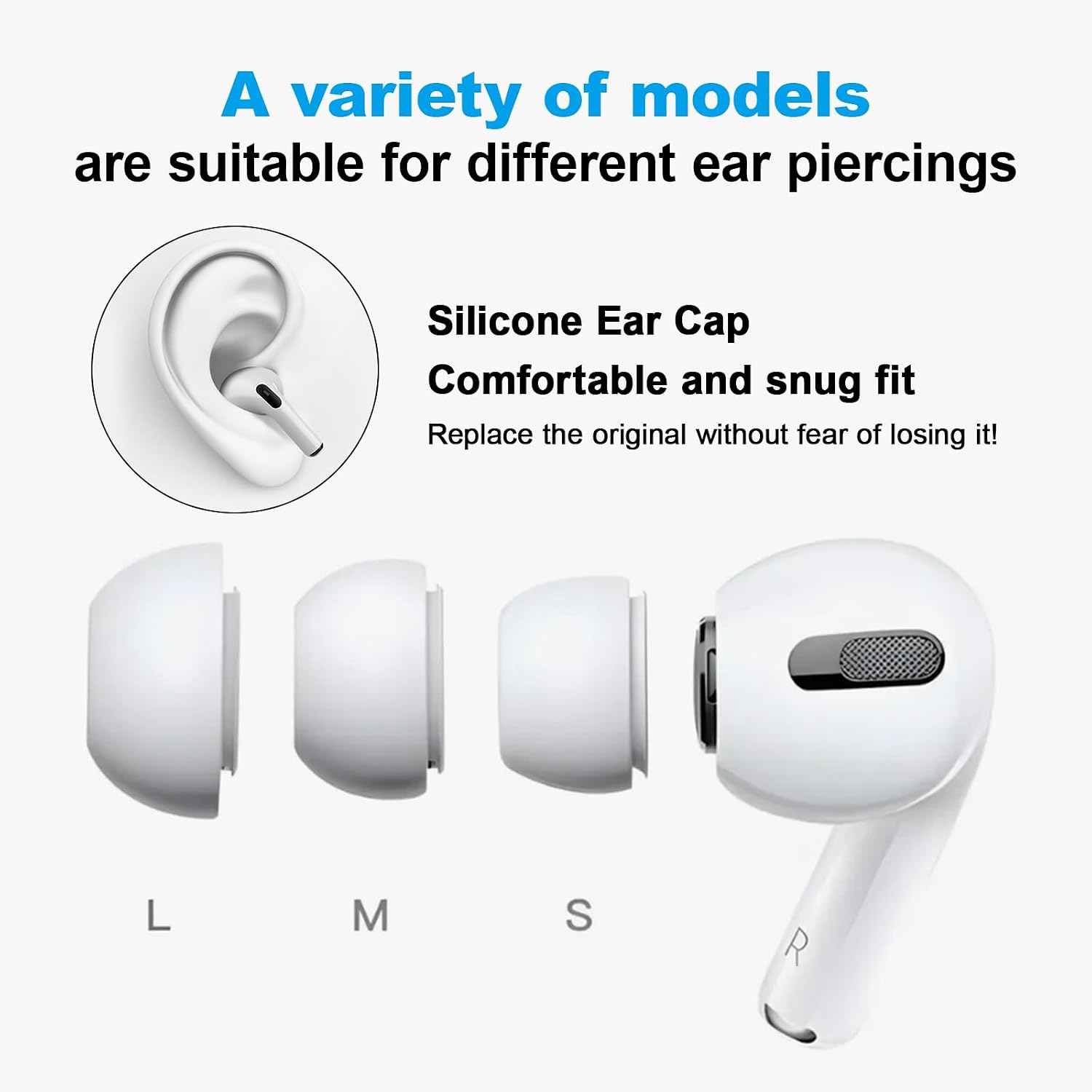 AirPods Pro 1/2 Replacement Ear Tips Silicone S/M/L White 3 Pairs