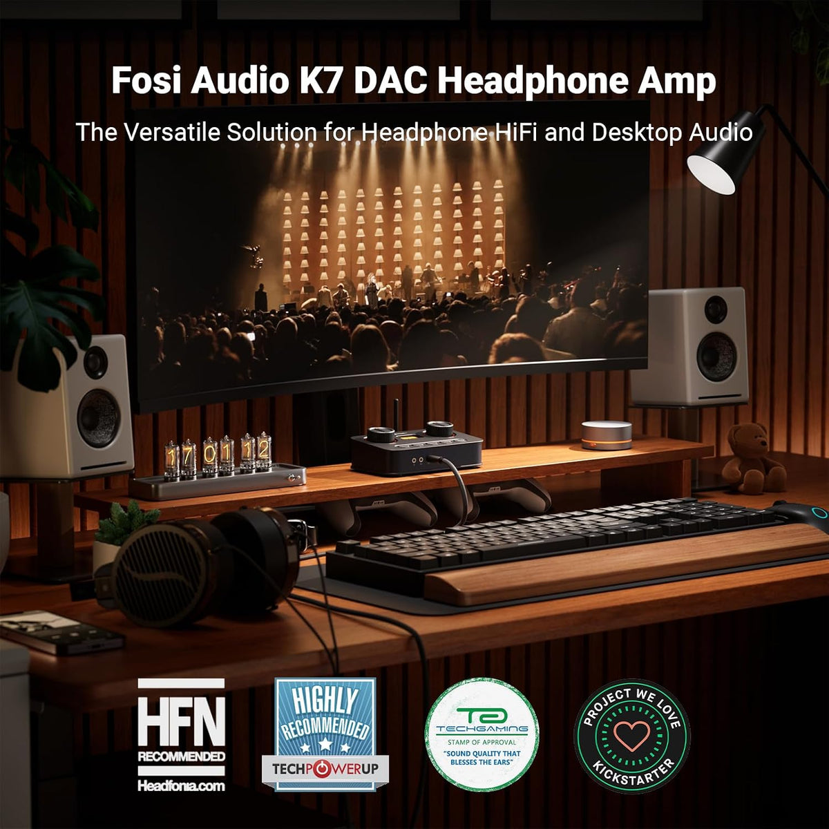 Fosi Audio K7 DAC Headphone Amp USB-C Bluetooth 4.4mm 3.5mm RCA