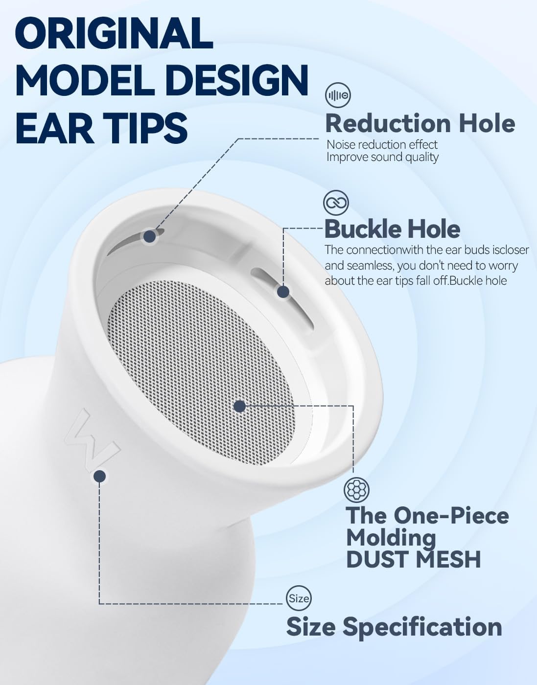 4 Pairs Silicone Ear Tips for AirPods Pro 1/2 with Cleaning Kit White