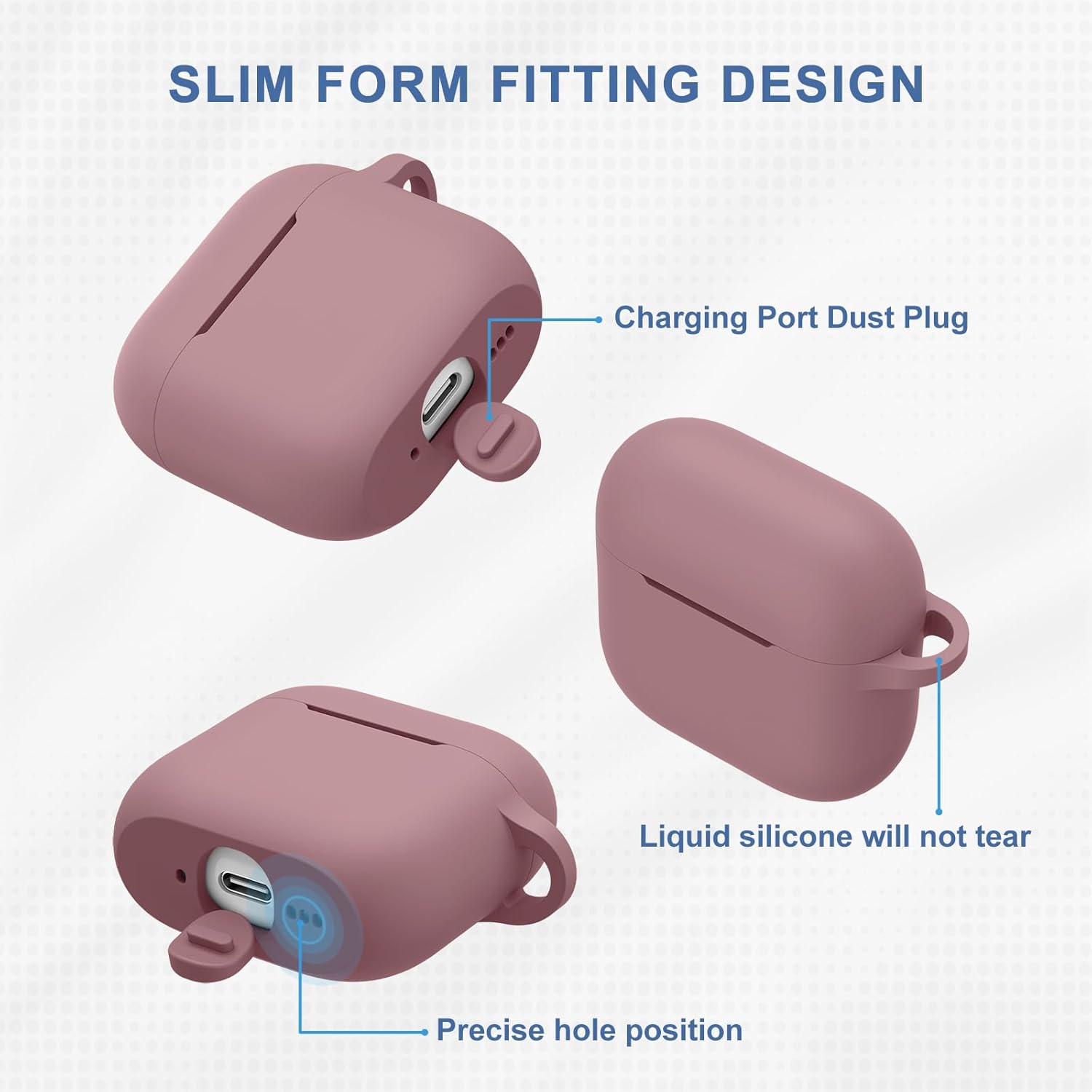 Wanme Protective Case for AirPods 4, Silicone Cover with Carabiner