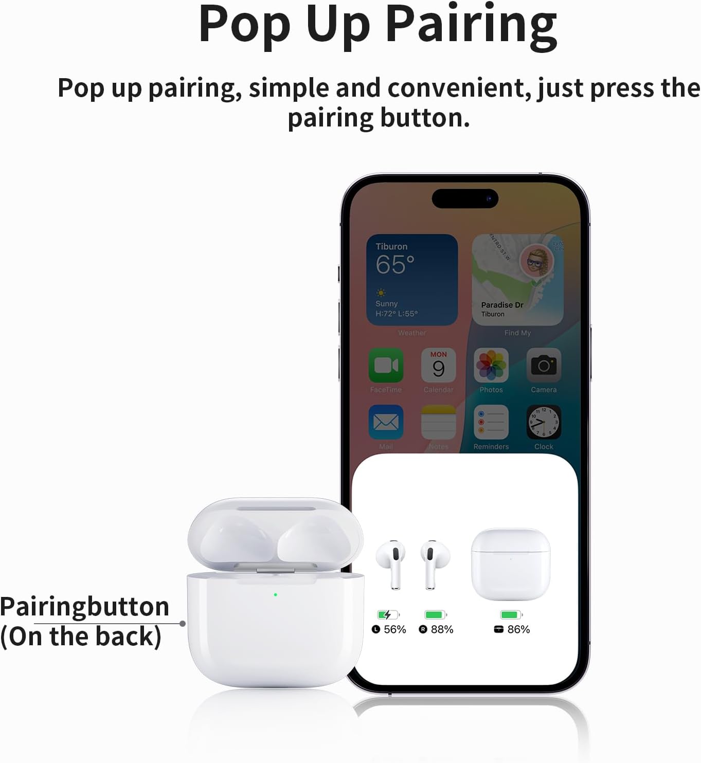 AirPods 4 Charging Case Replacement, 450mAh Wireless Case Pairing
